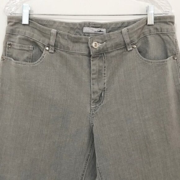 Chico's Platinum Gray Boot Cut Jeans w/ Studded Pockets - Picture 2 of 5